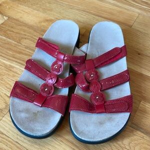SAS | EUC Red Naples Slide Sandals Adjustable Straps Comfort Size 7.5 M